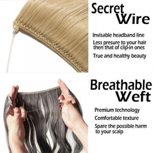 20 inch Invisible Wire No Clip One Piece Halo Hair Extensions Wave Straight Synthetic 60 Styles - FREE Shipping - Smart and Cool Stuff