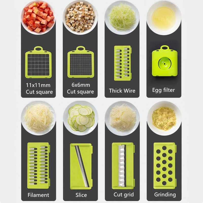 Multifunctional Vegetable Cutter Fruit Slicer Grater Shredders Drain Basket Slicers 8 In 1 Gadgets Kitchen Accessories - 2 - Smart and Cool Stuff Multifunctional Vegetable Cutter Fruit Slicer Grater Shredders Drain Basket Slicers 8 In 1 Gadgets Kitchen Accessories - Image 2